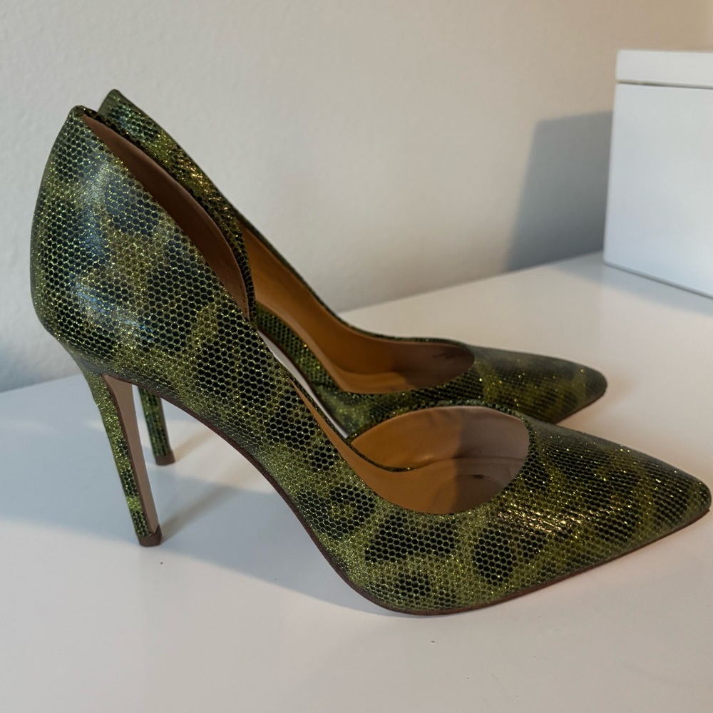Jessica Simpson Green Heels with Animal Print